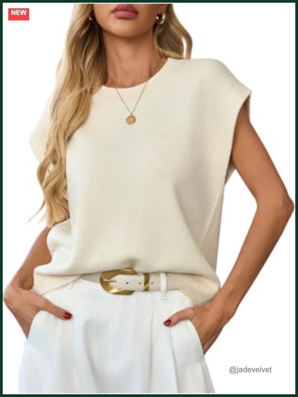 Acrylic Cotton Knit Sweater Vest Cap Sleeve Business Casual Work Top
